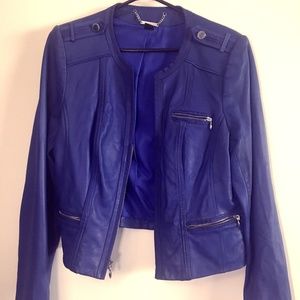 Blue leather jacket